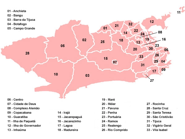 Mapa Bairros Cidade do Rio de Ja