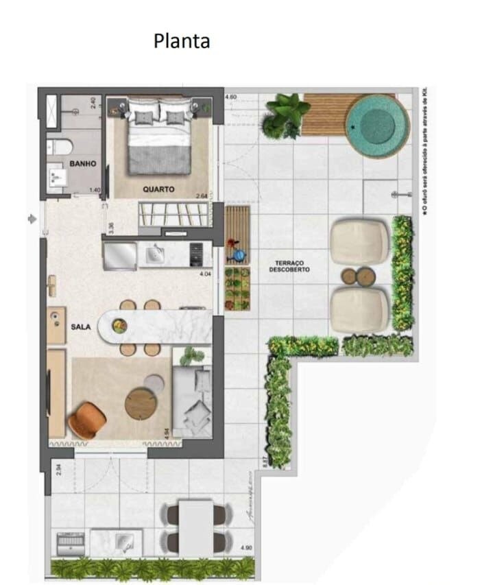 Apartamento Garden no Leblon 1 Quarto Rua San Martin 87m2
