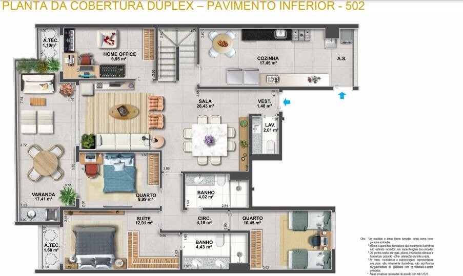 Cobertura em Botafogo 3 Suítes Rua Oliveira Fausto 271m2